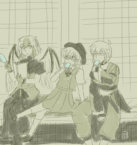 Fanart of Tokiko, Sumireko Usami, and Rinnosuke Morichika