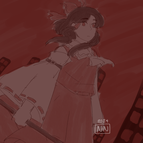 Fanart of Reimu Hakurei based on Stage 5 of Wily Beast and Weakest Creature